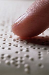 finger on Braille